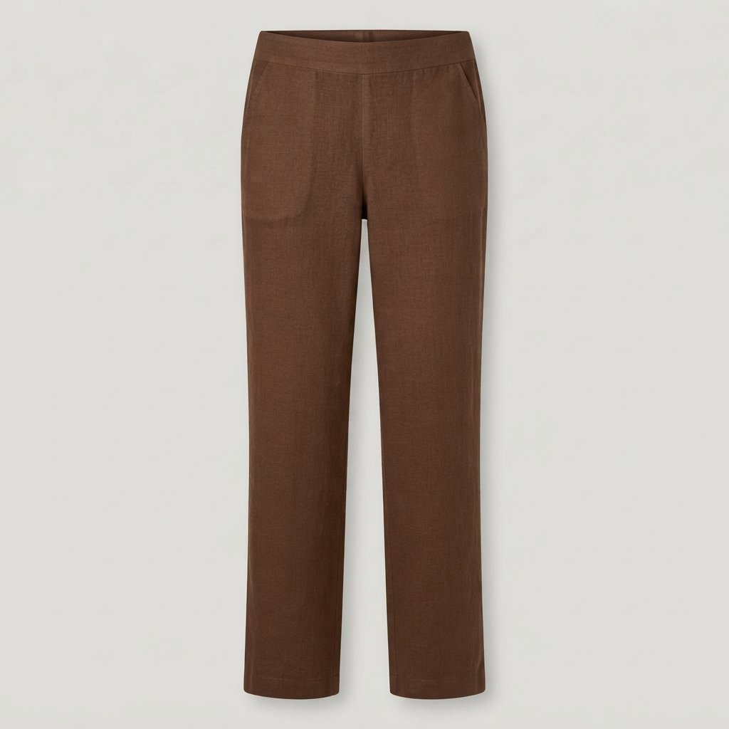 Women's Relaxed Straight-Leg Trousers with Side Pockets — Brown
