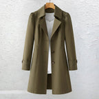 Women's Vintage Trench-Collar Coat – Tailored Silhouette — Khaki