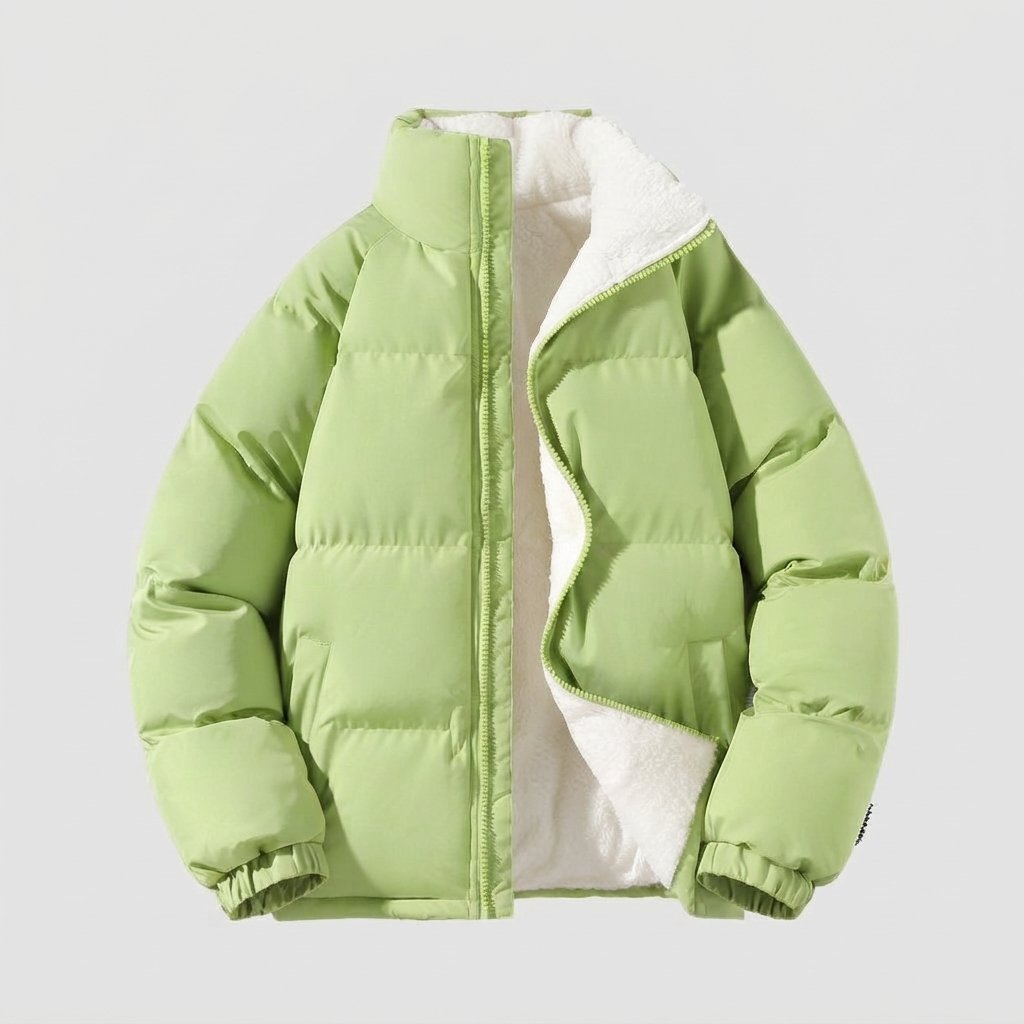 Men's Fleece-Lined Puffer Jacket, Waterproof Winter Coat — Green