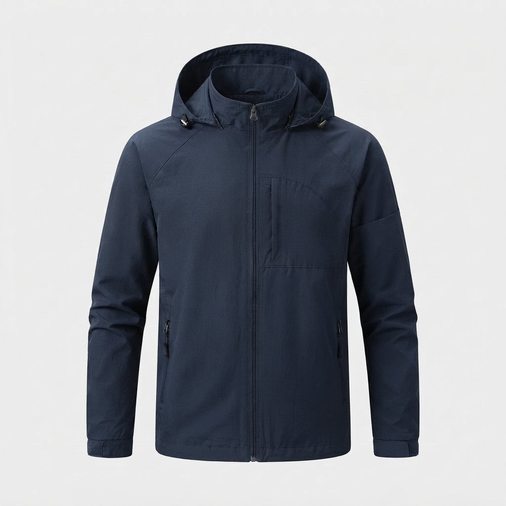 Men's Hooded Zip Jacket, Lightweight Casual Fit — Navy