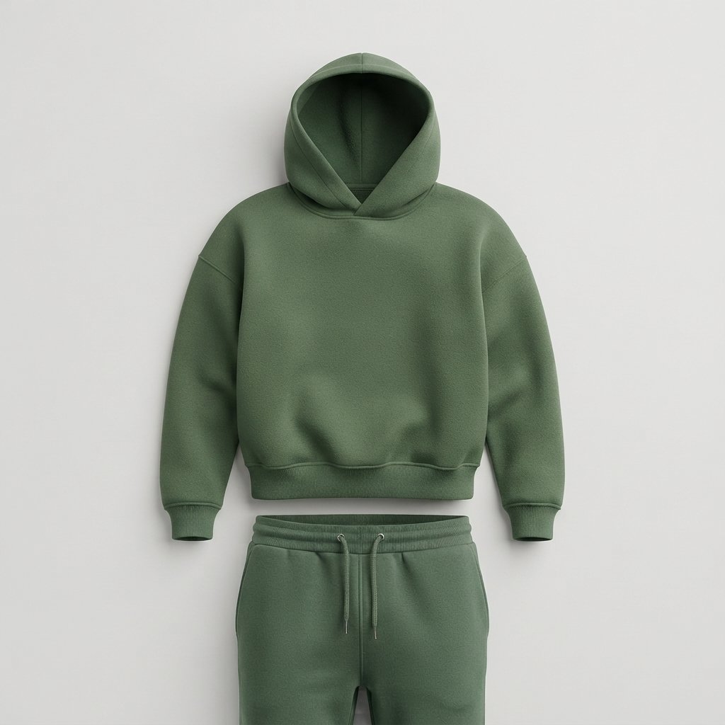 Men's Knit Tracksuit Hoodie and Jogger Set — Green