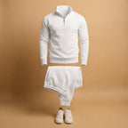 Men's Quarter-Zip Tracksuit – Sweatshirt and Joggers Set — White
