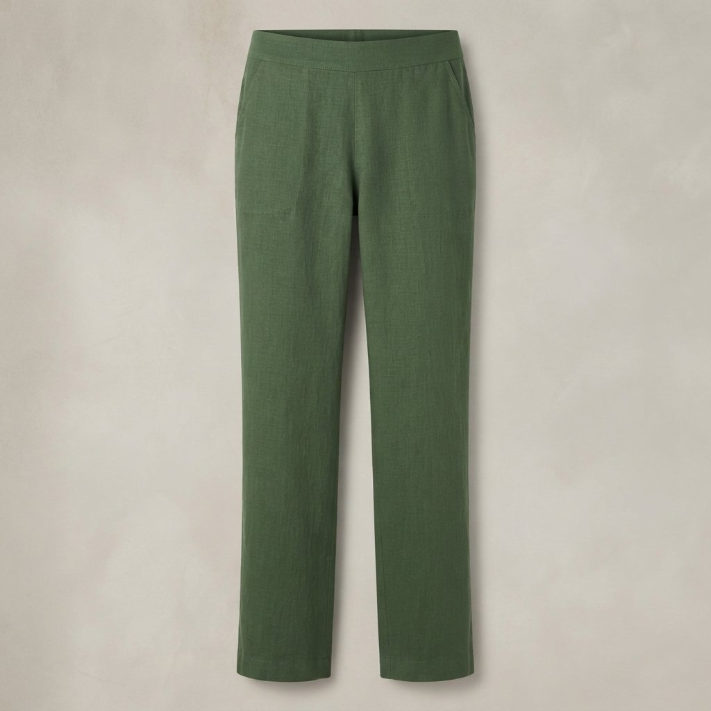 Women's Relaxed Straight-Leg Trousers with Side Pockets — Green