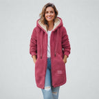 Women's Teddy Fleece Hooded Coat with Sherpa Lining — Pink