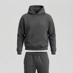 Men's Knit Tracksuit Hoodie and Jogger Set — Dark Grey