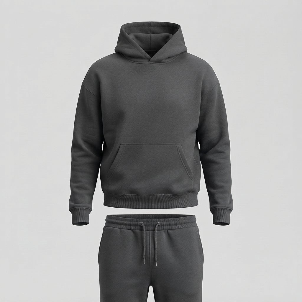 Men's Knit Tracksuit Hoodie and Jogger Set — Dark Grey