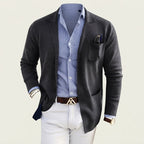 Men's Notch-Lapel Blazer with Flap Pockets, Regular Fit — Dark Grey