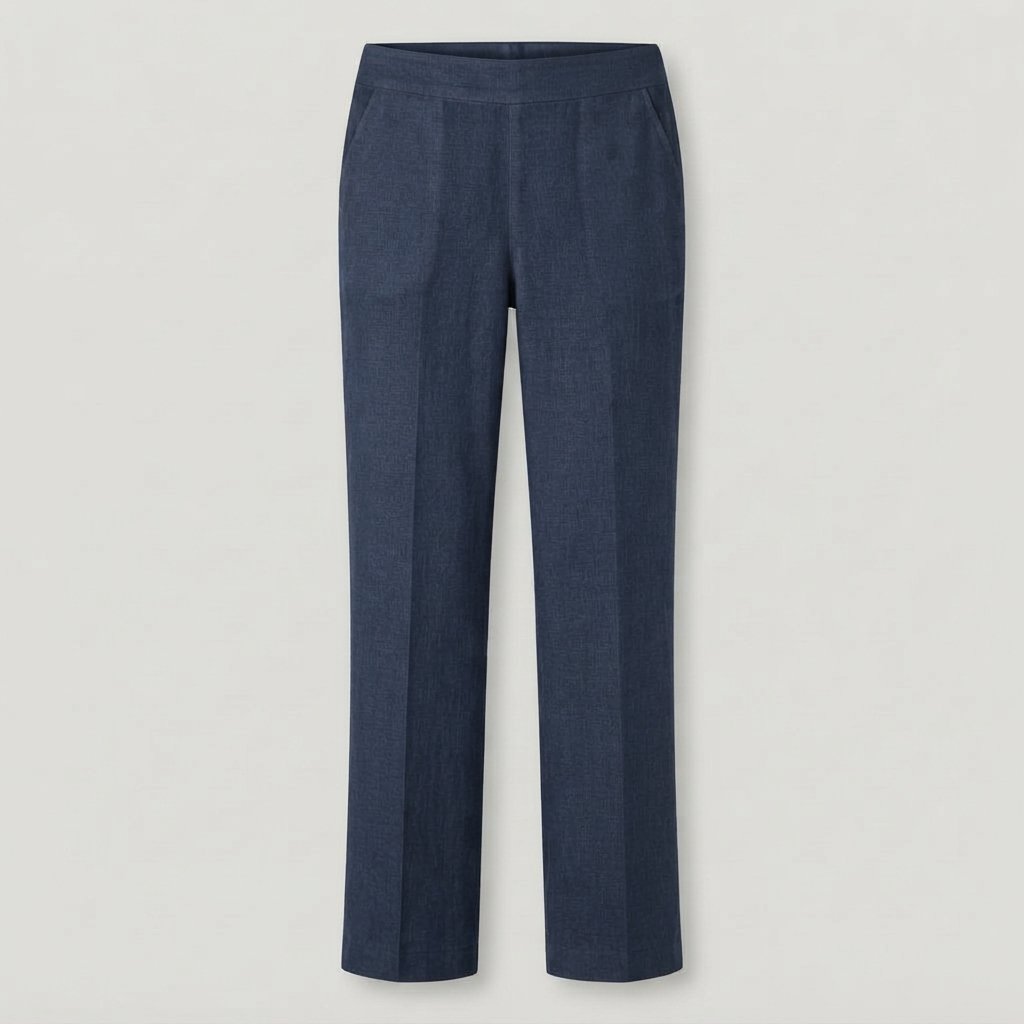 Women's Relaxed Straight-Leg Trousers with Side Pockets — Dark Blue