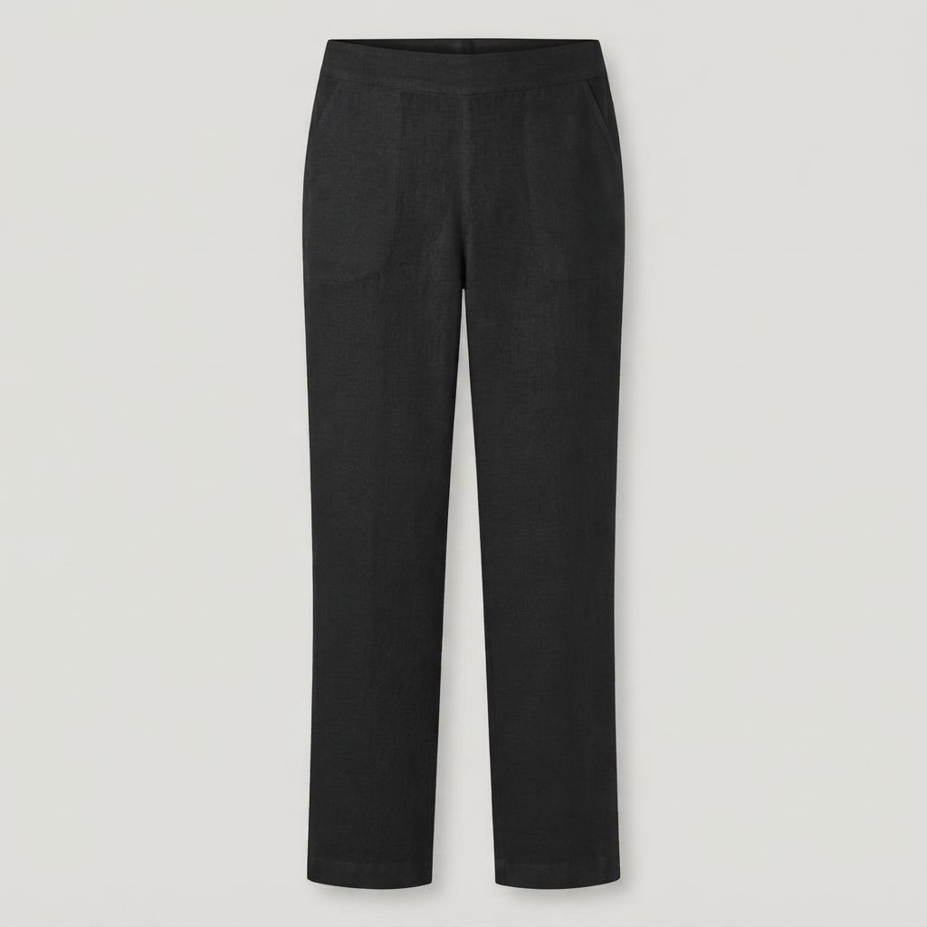 Women's Relaxed Straight-Leg Trousers with Side Pockets — Black