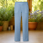 Women's Relaxed Straight-Leg Trousers with Side Pockets — Light Blue