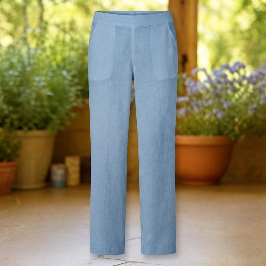 Women's Relaxed Straight-Leg Trousers with Side Pockets — Light Blue