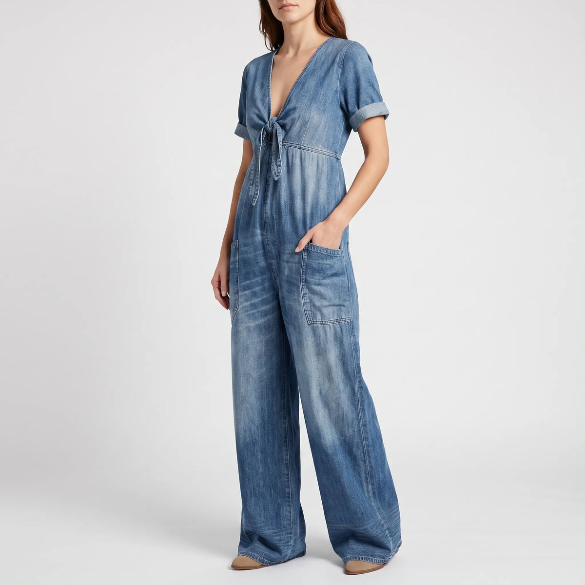 Aerasuit - Relaxed Wide Leg Short Sleeve Jumpsuit 