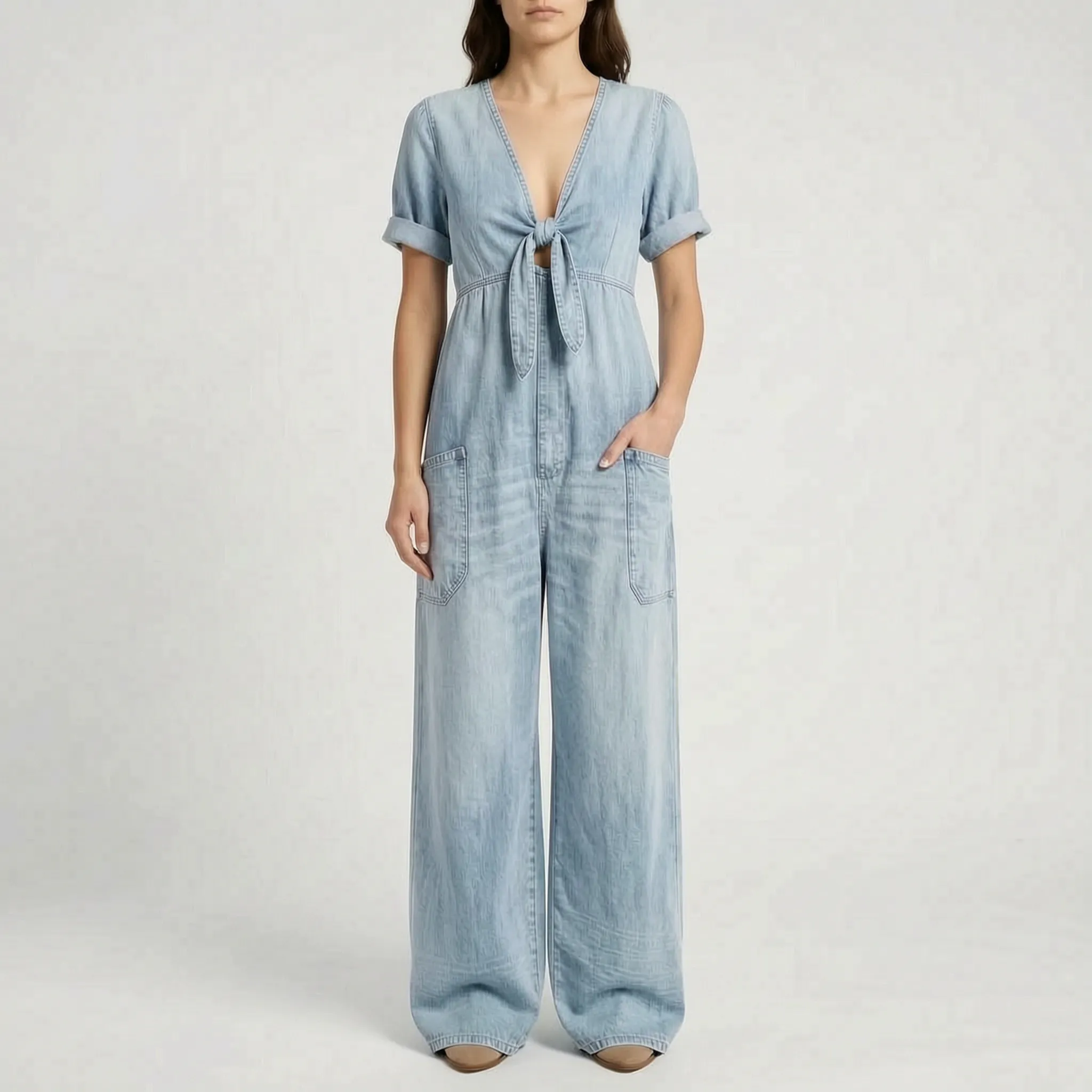 Aerasuit - Relaxed Wide Leg Short Sleeve Jumpsuit 