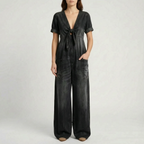 Aerasuit - Relaxed Wide Leg Short Sleeve Jumpsuit 