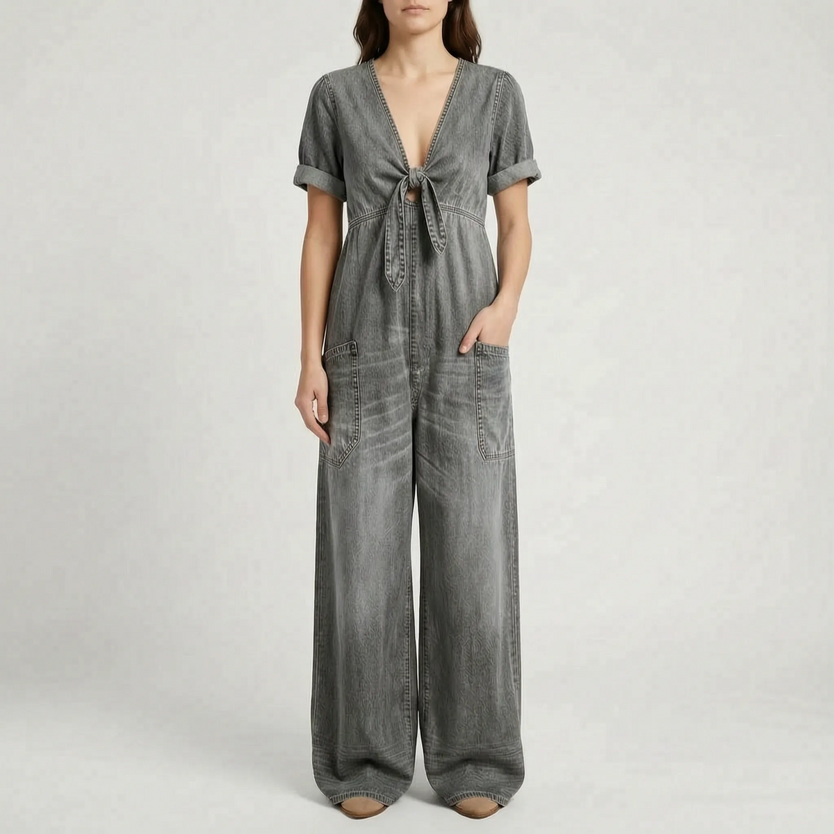 Aerasuit - Relaxed Wide Leg Short Sleeve Jumpsuit 