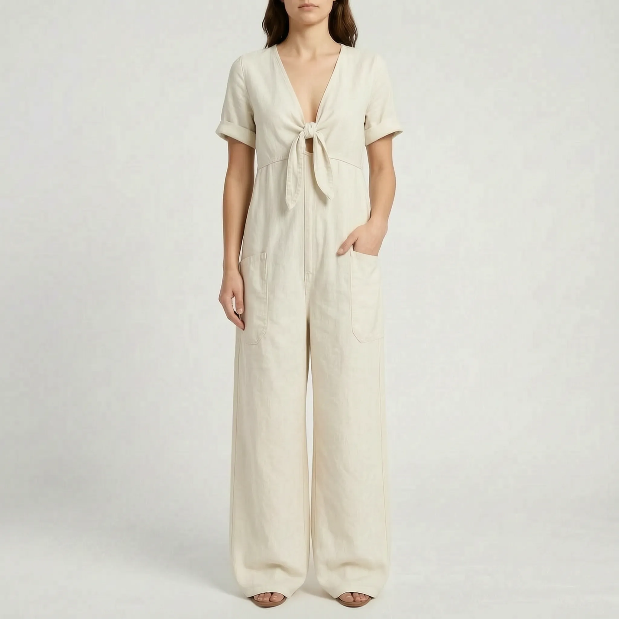 Aerasuit - Relaxed Wide Leg Short Sleeve Jumpsuit 