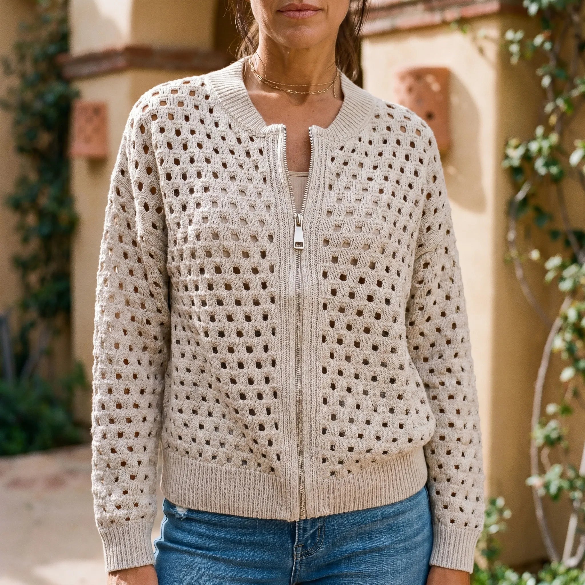 Aerelia - Zip-Up Knit Cardigan  Aerelia
