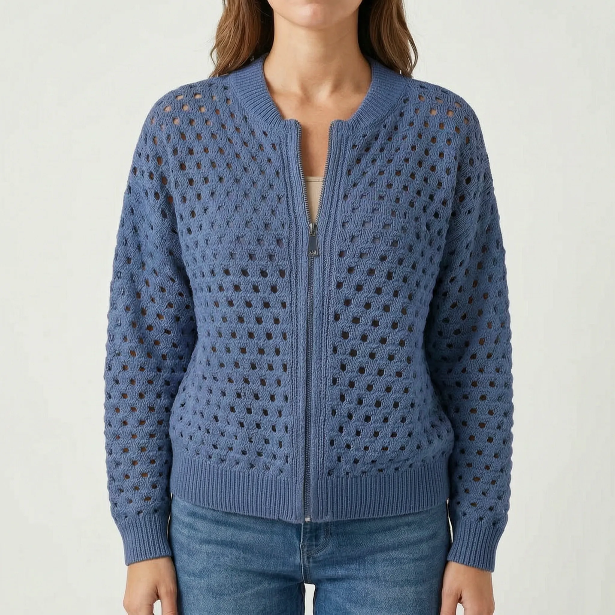 Aerelia - Zip-Up Knit Cardigan  Aerelia