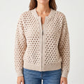 Aeryknit - Relaxed Open Knit Ladies Zip Up Cardigan 