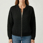 Aeryknit - Relaxed Open Knit Ladies Zip Up Cardigan 