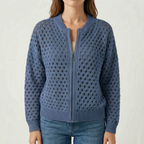 Aeryknit - Relaxed Open Knit Ladies Zip Up Cardigan 