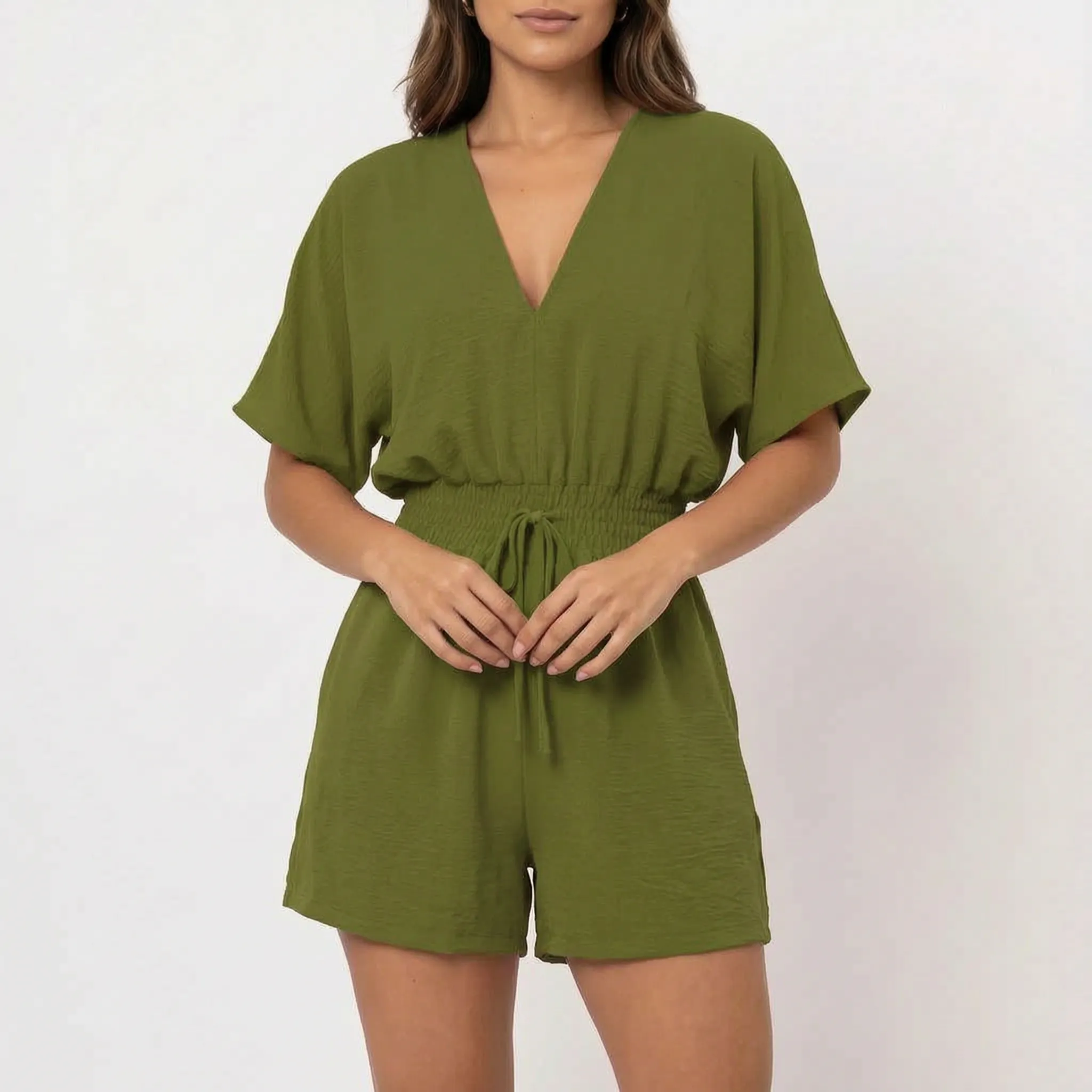Averia - Casual V-Neck Playsuit  Averia