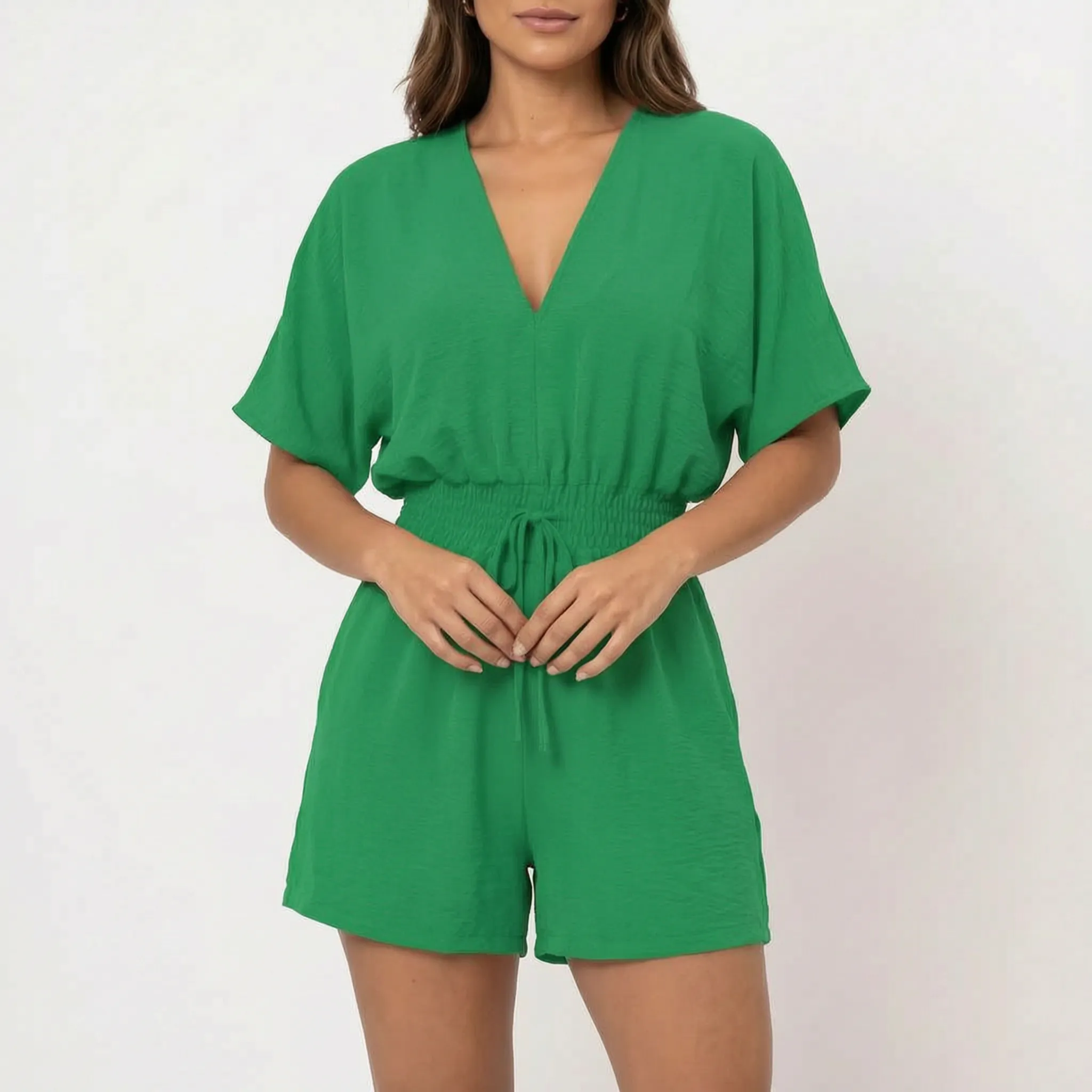 Averia - Casual V-Neck Playsuit  Averia