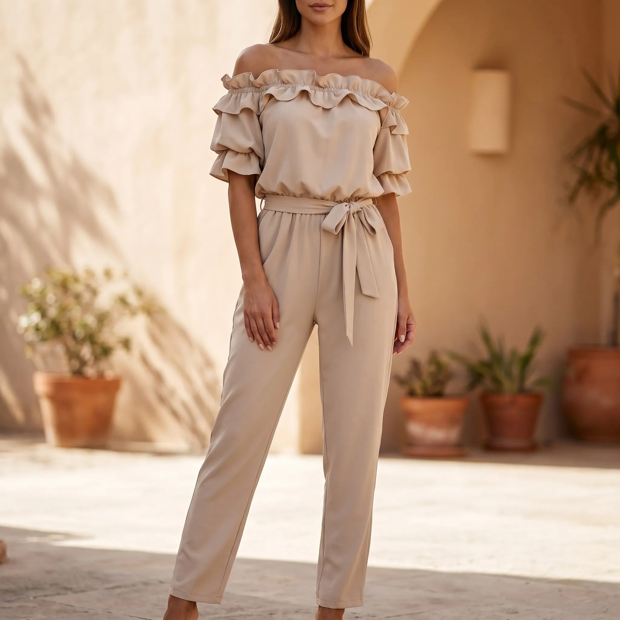 Belarra - Off-Shoulder Frill Jumpsuit  Belarra