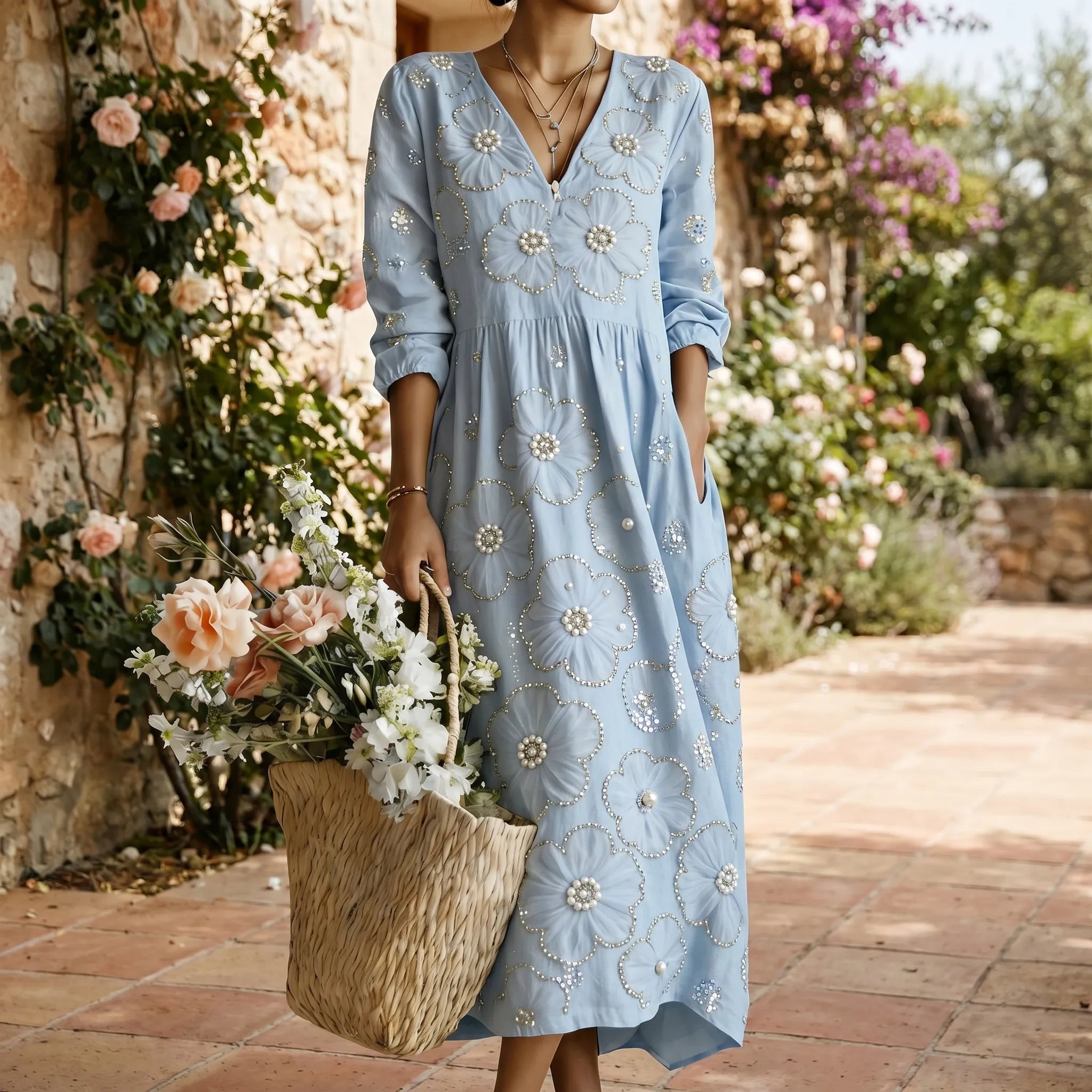 Bloomora - Relaxed Fit Floral Midi Dress  Bloomora