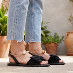 BowFlats - Flat Summer Sandals With Bow 