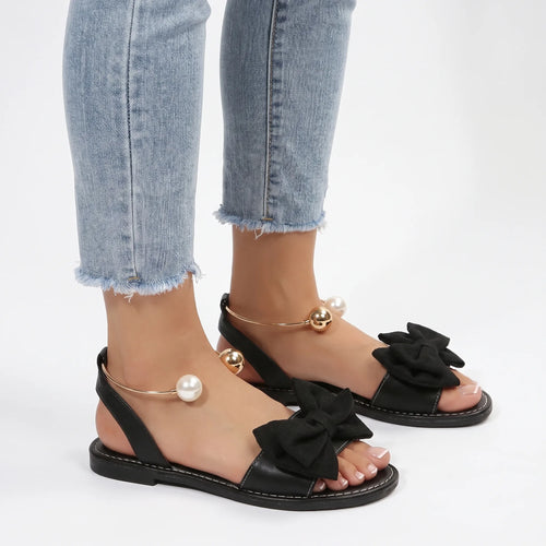 BowFlats - Flat Summer Sandals With Bow 