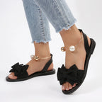 BowFlats - Flat Summer Sandals With Bow 