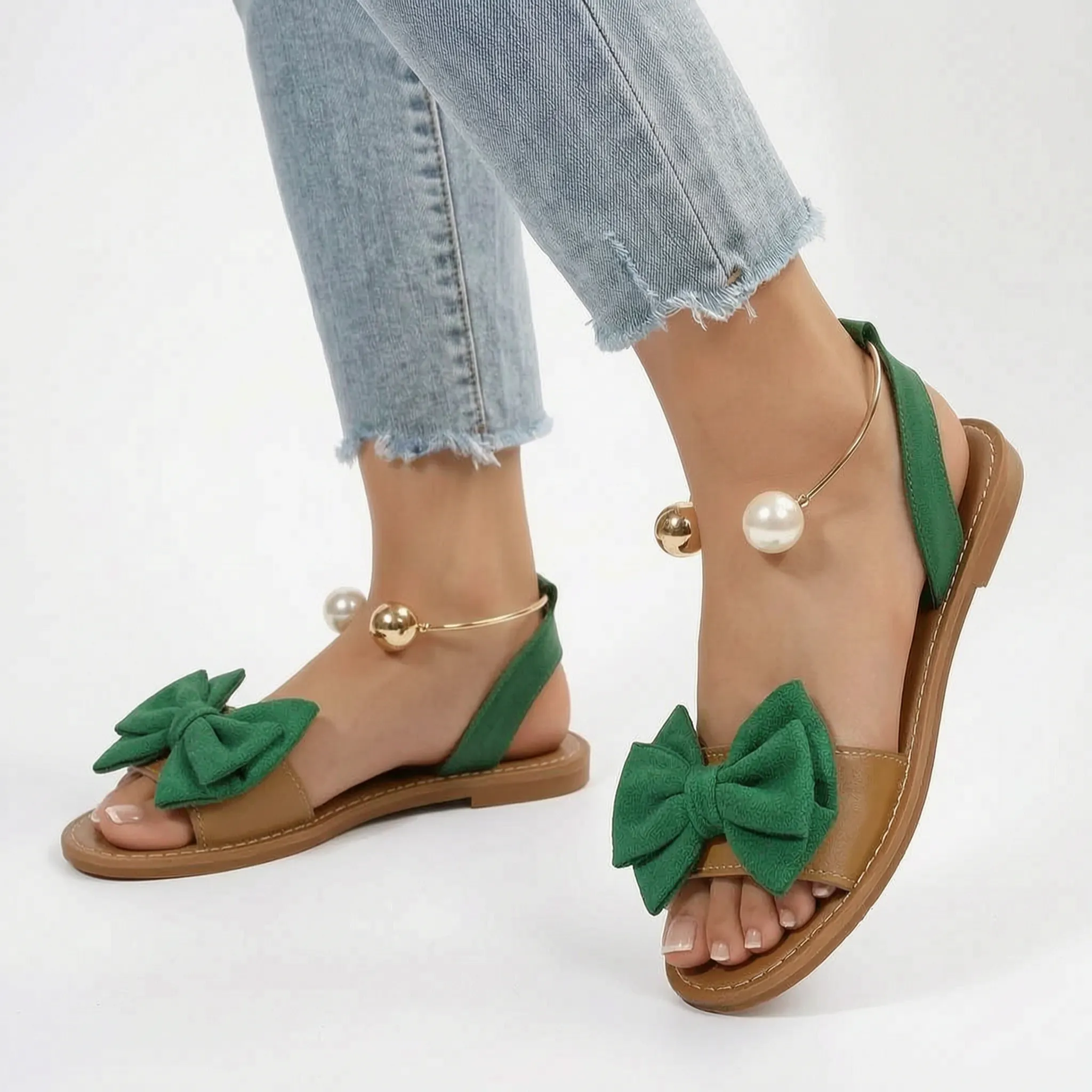 BowFlats - Flat Summer Sandals With Bow 