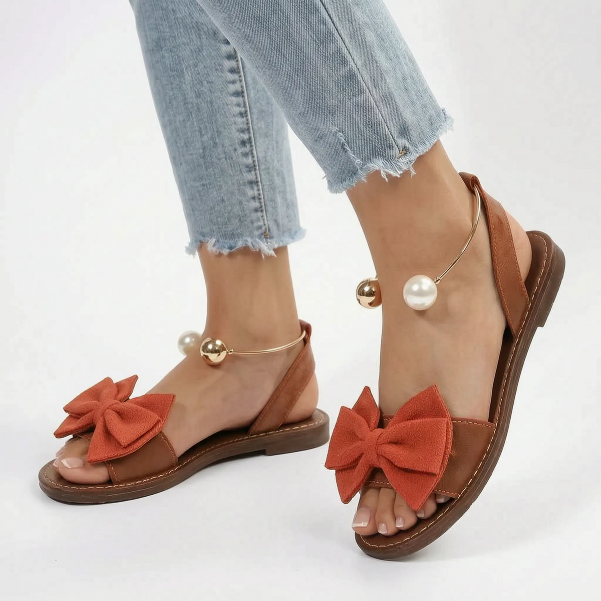BowFlats - Flat Summer Sandals With Bow 