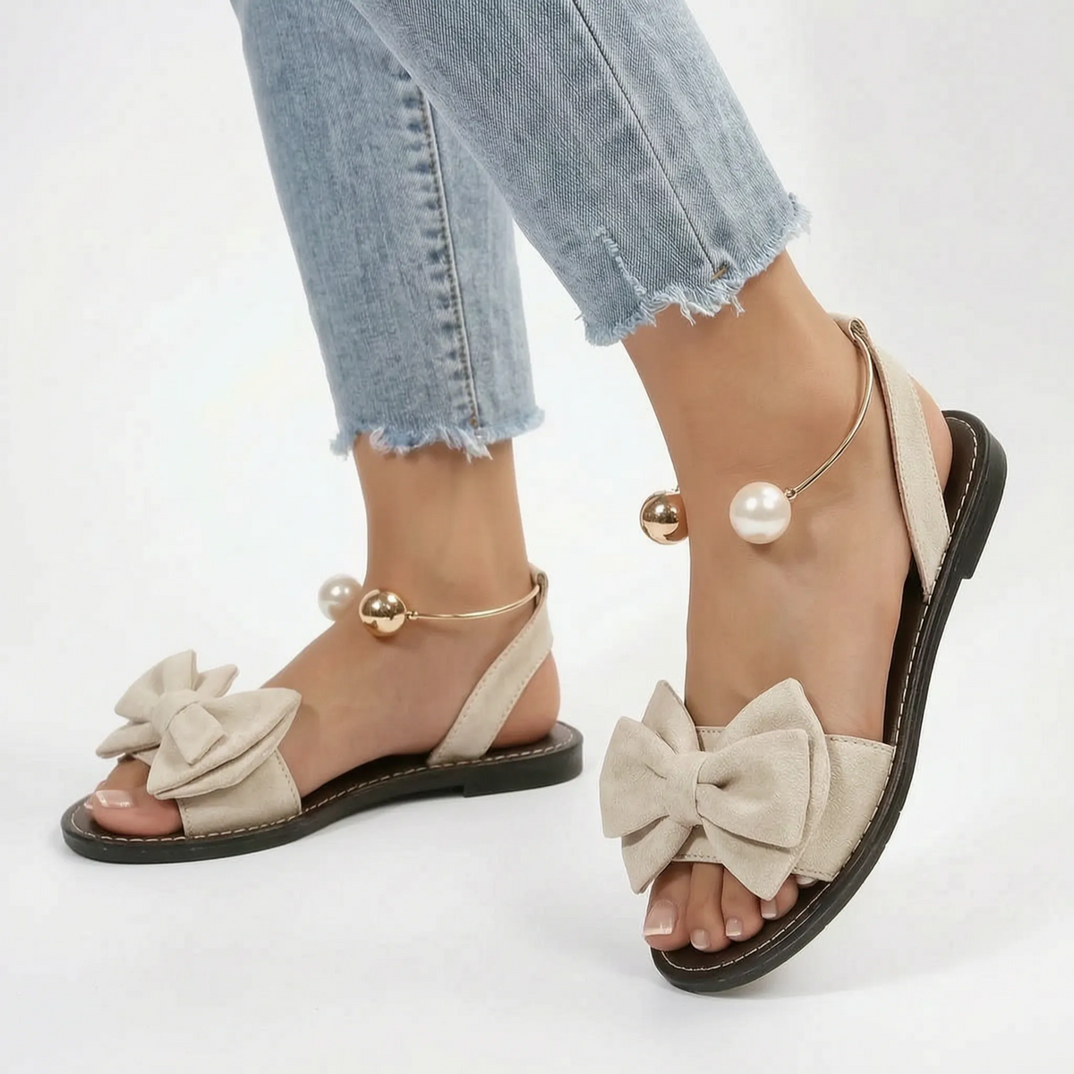 BowFlats - Flat Summer Sandals With Bow 