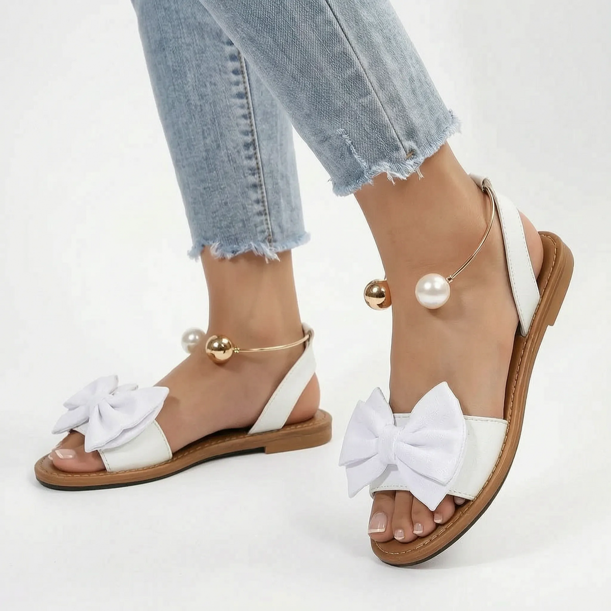 BowFlats - Flat Summer Sandals With Bow 