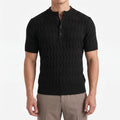Cabelon - Cable-Knit Short-Sleeved Henley Shirt 
