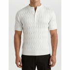 Cablure - Smart-Casual Collarless Top  Knitvora