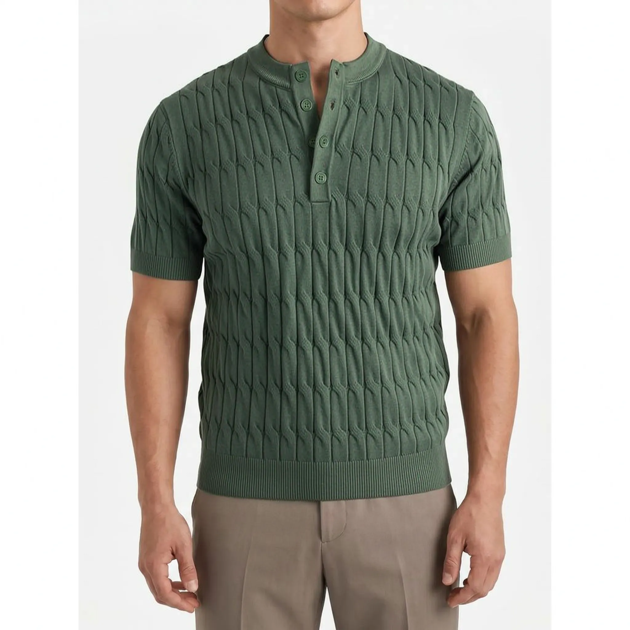 Cablure - Smart-Casual Collarless Top  Knitvora