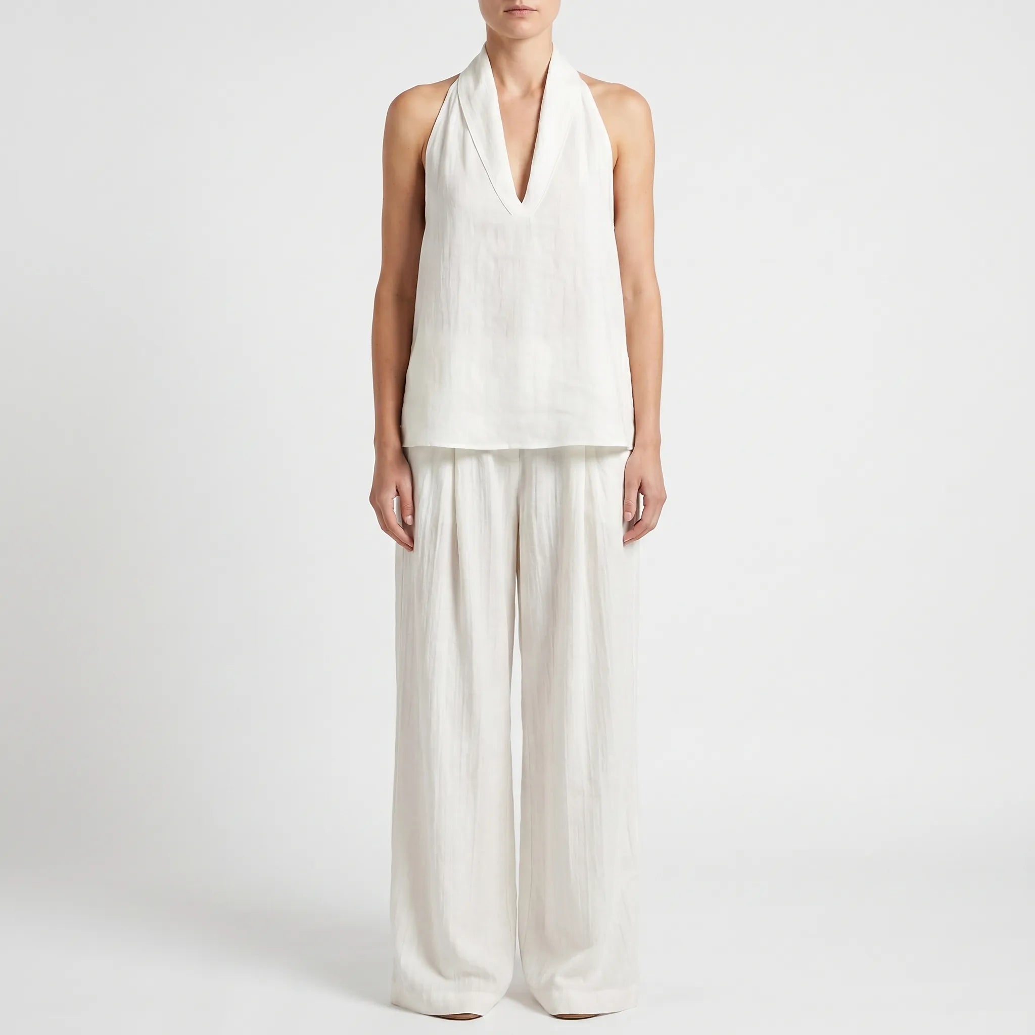 Driftlyn - Sleeveless Halter Top Set  Driftlyn