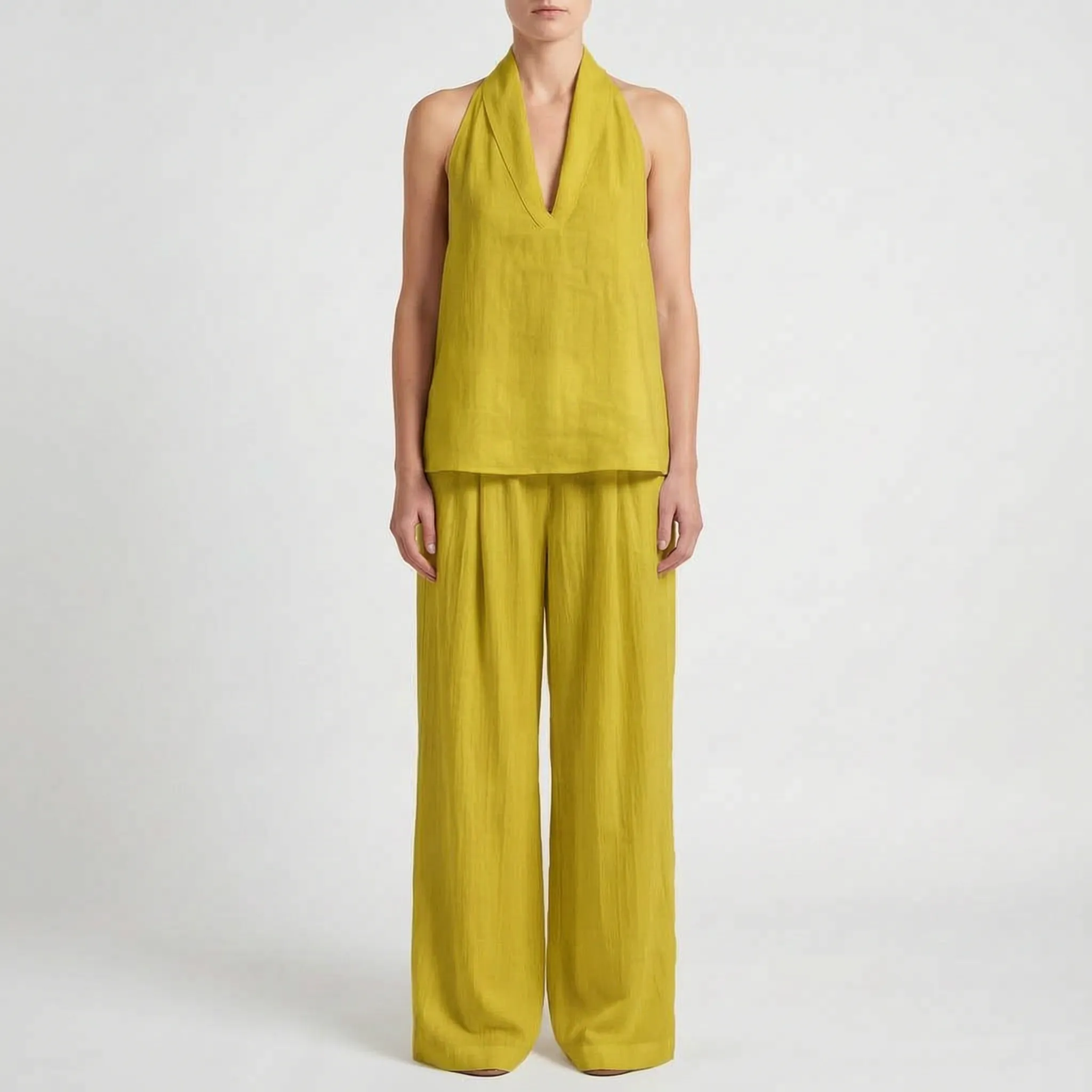 Driftlyn - Sleeveless Halter Top Set  Driftlyn
