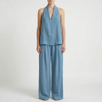 Driftlyn - Sleeveless Halter Top Set  Driftlyn