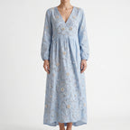 Floralia - Relaxed Fit Long Sleeve Midi Dress 