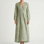 Floralia - Relaxed Fit Long Sleeve Midi Dress 