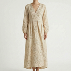 Floralia - Relaxed Fit Long Sleeve Midi Dress 