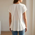 LuminaTop - Pleated Back Short Sleeve Blouse  LuminaTop