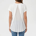 LuminaTop - Pleated Back Short Sleeve Blouse  LuminaTop