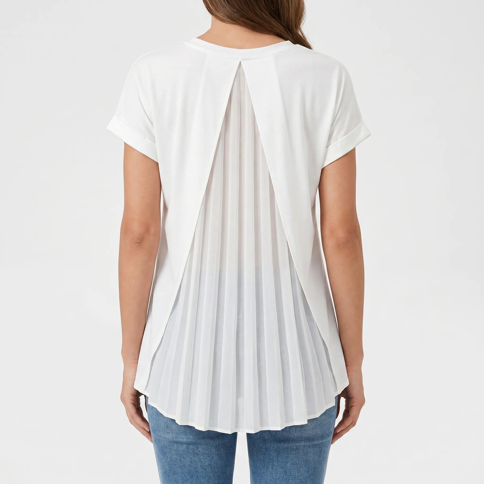 LuminaTop - Pleated Back Short Sleeve Blouse  LuminaTop