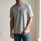 Raglano - Short Sleeve Mens Henley T Shirt 
