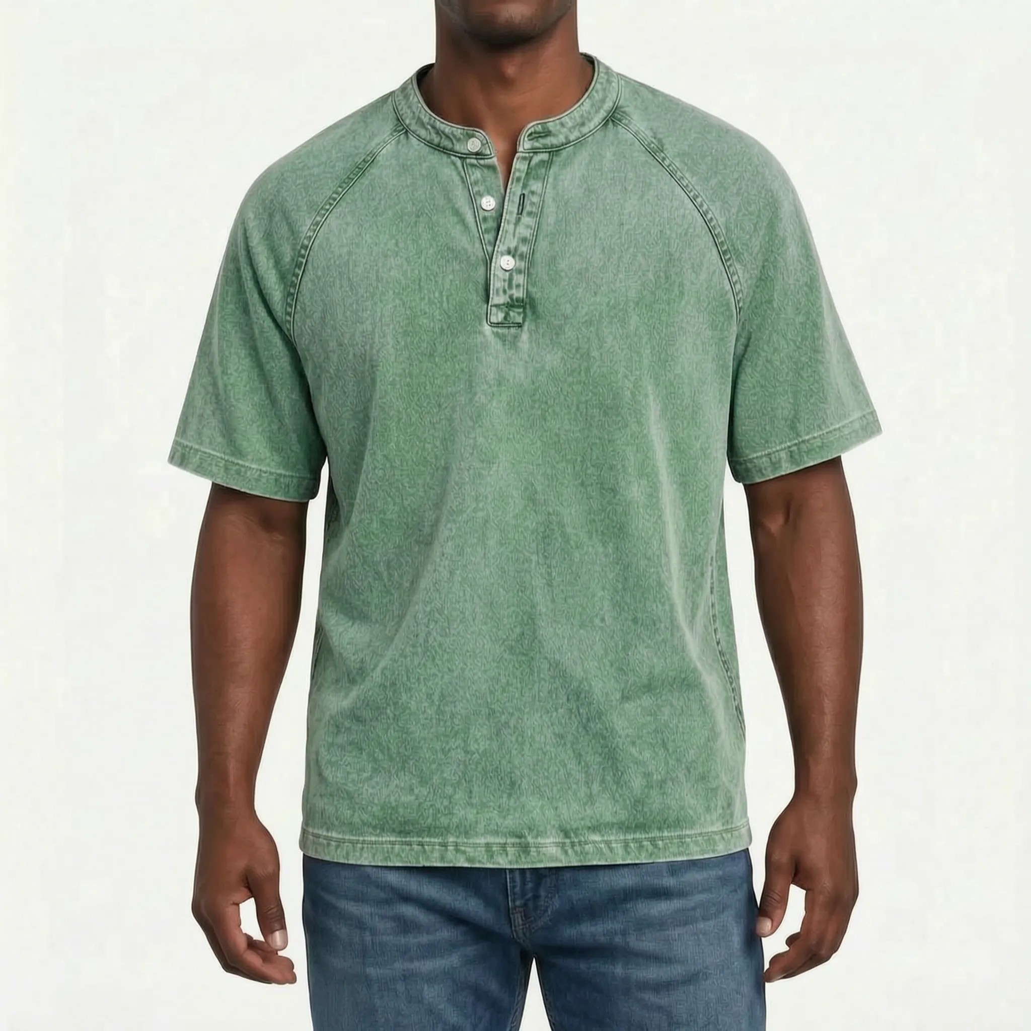 Raglano - Short Sleeve Mens Henley T Shirt 